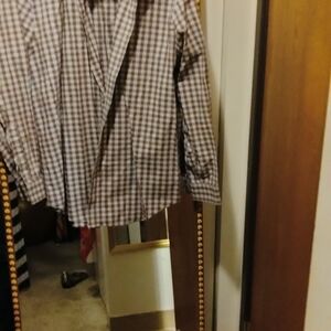 Michael Kors Brown Checkered Casual Button Down Shirt